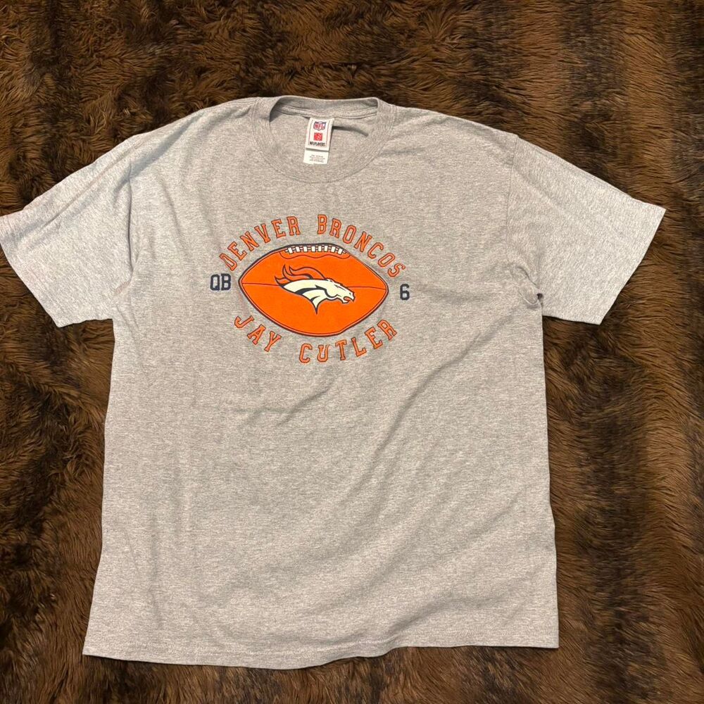 VTG heather gray NFL Team Apparel shirt Denver Broncos QB Jay Cutler # 6 Mens XL